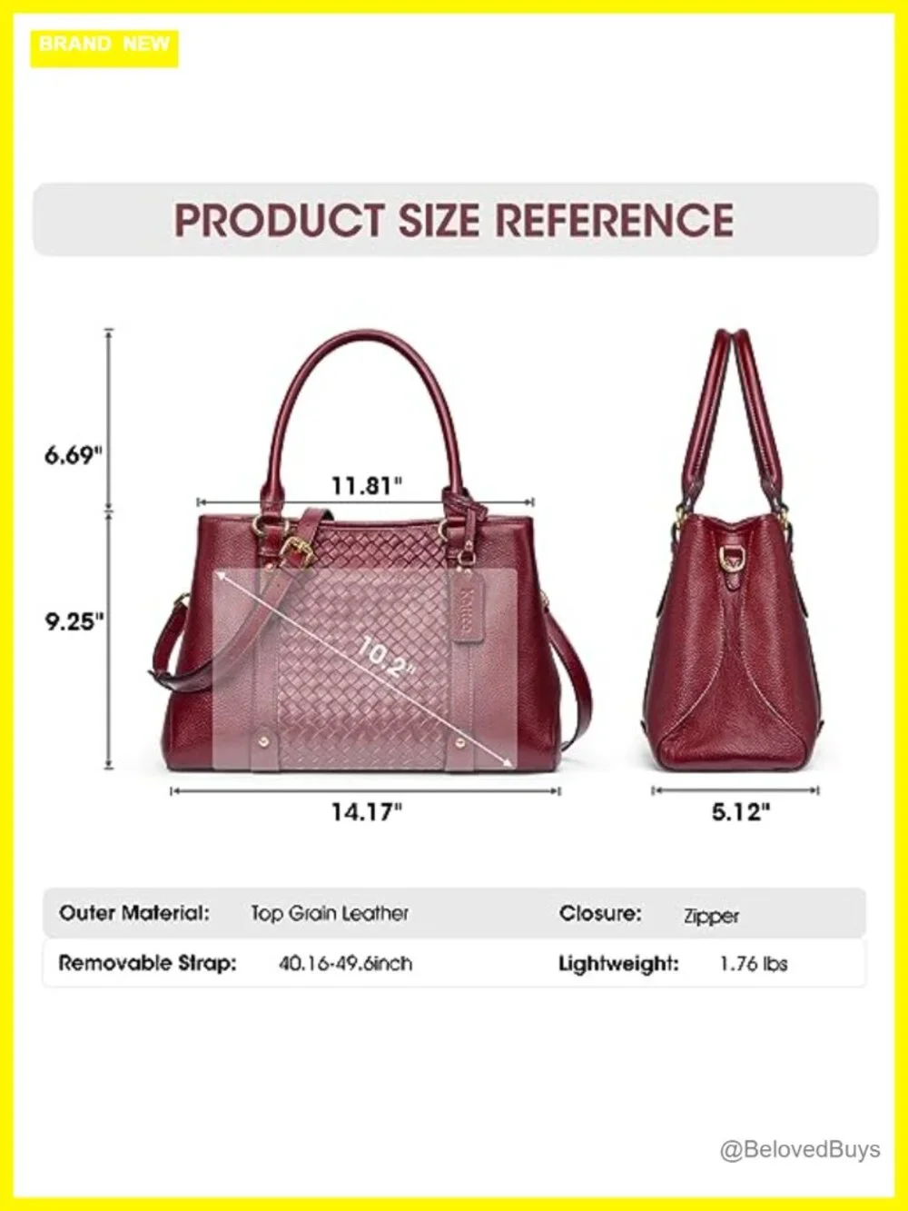 Genuine Leather Top Handle Satchel Crossbody Hobo Bag with Woven Design